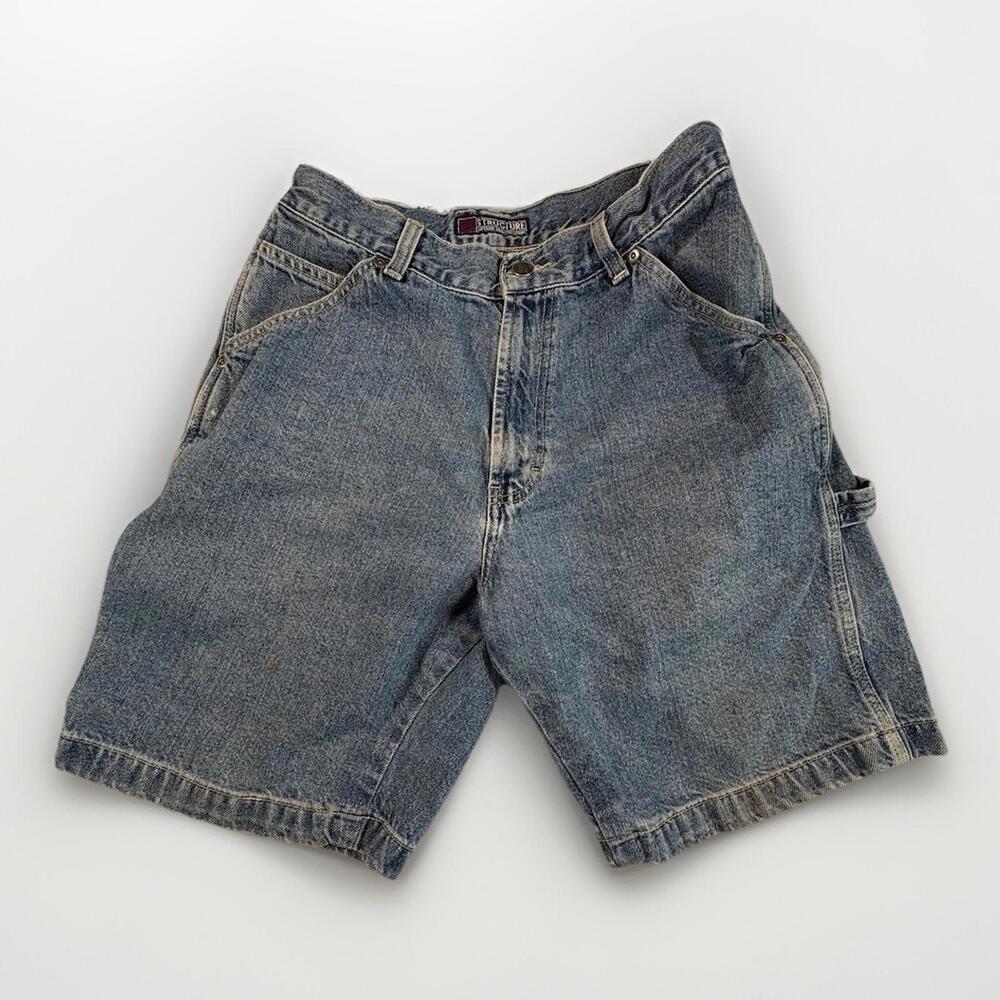 Vintage 90s Men's Sz 33 Structure Blue Cargo Shorts Denim Jean (A4)